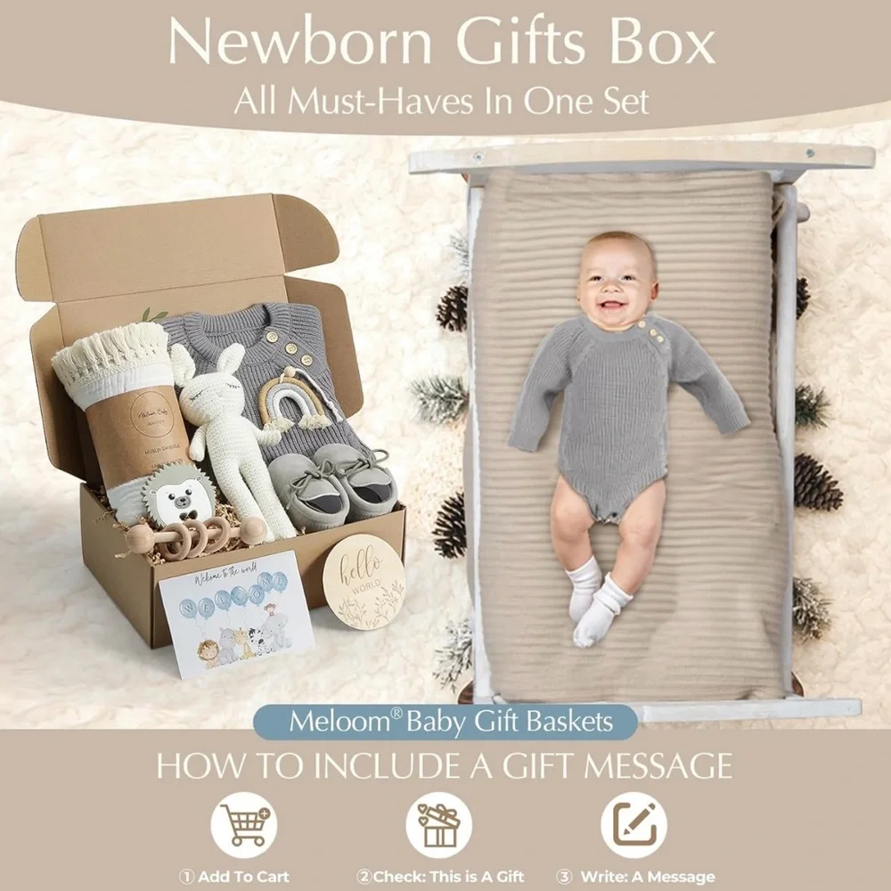 Baby Gift Set, Baby Boy Newborn Gifts Box, Boho Gender Neutral